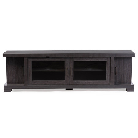 BAXTON STUDIO Viveka 70-Inch Dark Brown TV Cabinet with 2 Glass Doors and 2 Doors 118-6509